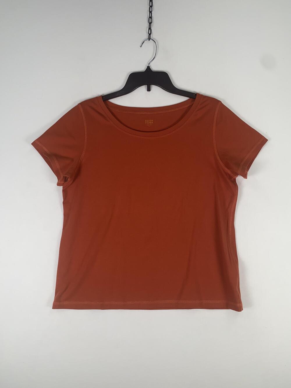 Eileen Fisher T-shirt Womens Large Orange Short Sleeve Organic Cotton Top
